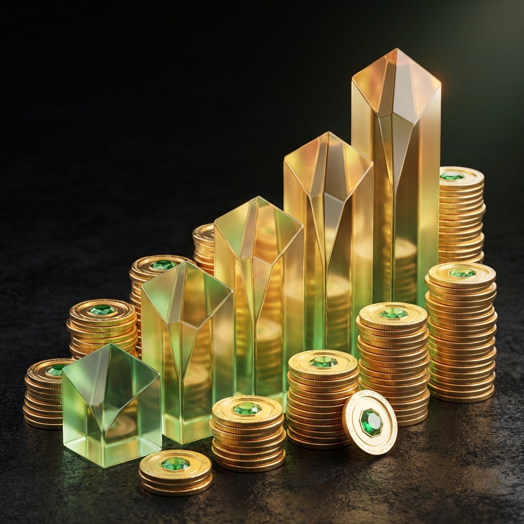 Crypto Yield Charts 3D Render